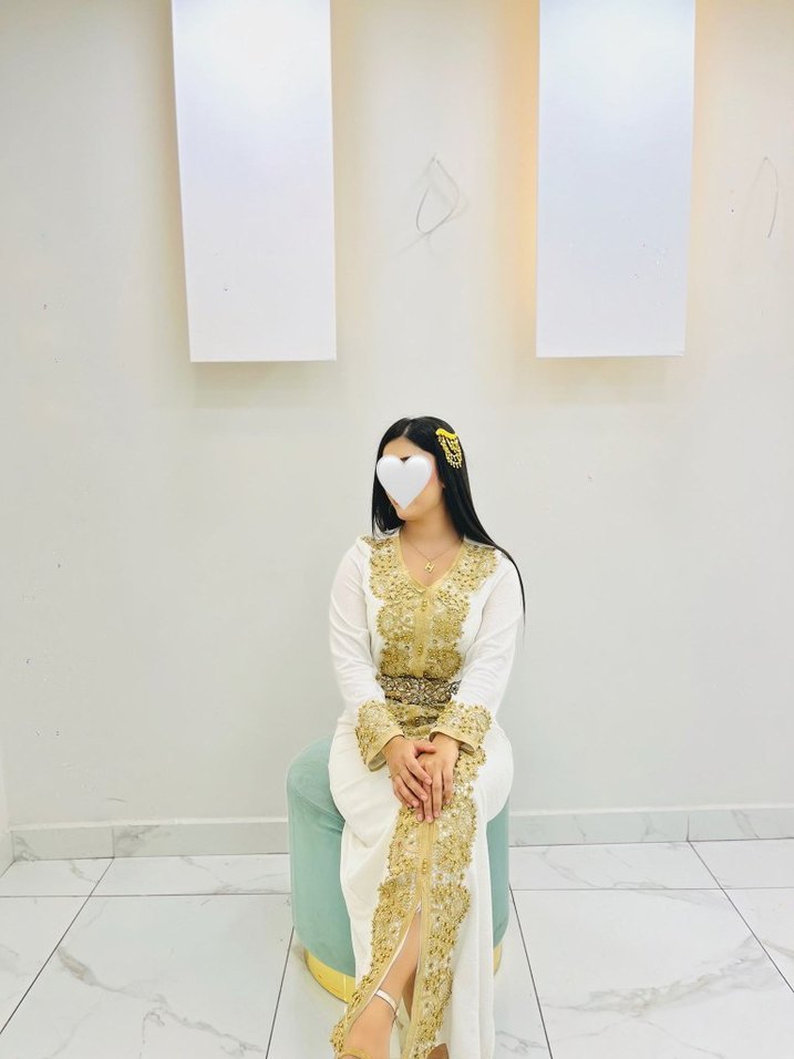 Uzun Beyaz İşlemeli Kadın Bindallı Elbise - Görsel 3