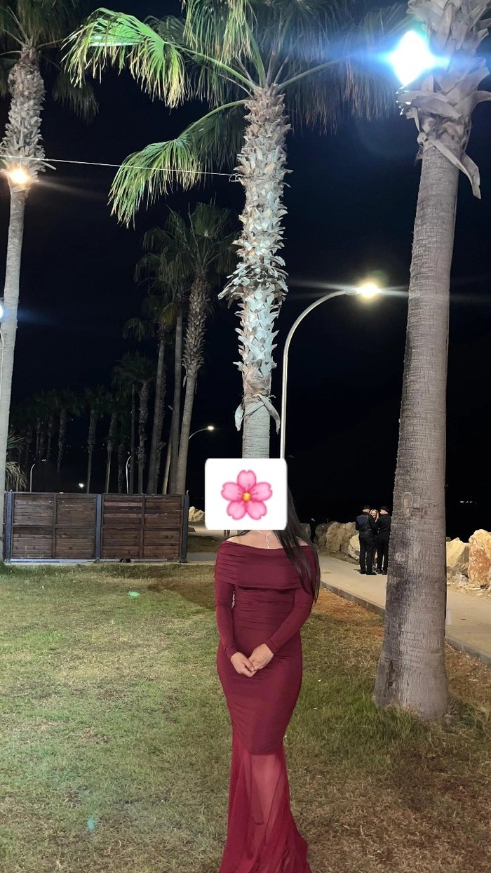 Bordo Madonna yaka tül elbise - Görsel 2