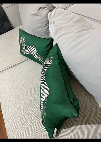 Zebra Desenli Yeşil Dekoratif Yastık Kılıfı - Görsel 3