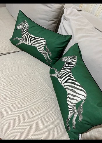 Zebra Desenli Yeşil Dekoratif Yastık Kılıfı - Görsel 2