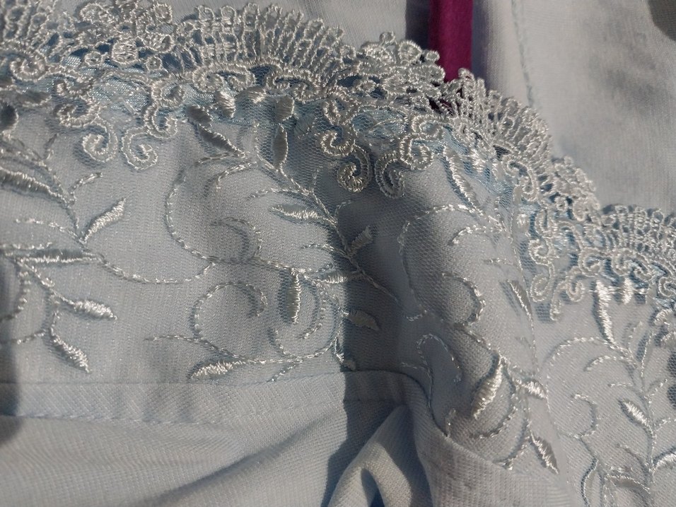 Mavi Nakışlı Uzun Kadın Sabahlık - Görsel 5