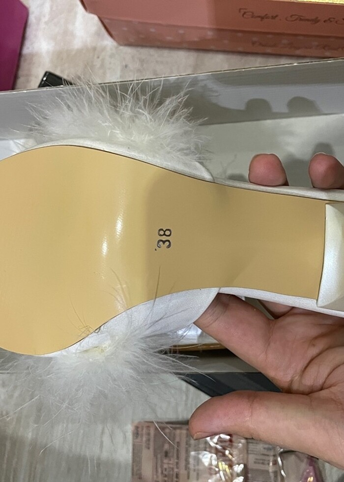 Kadın ekru terlik - Görsel 3