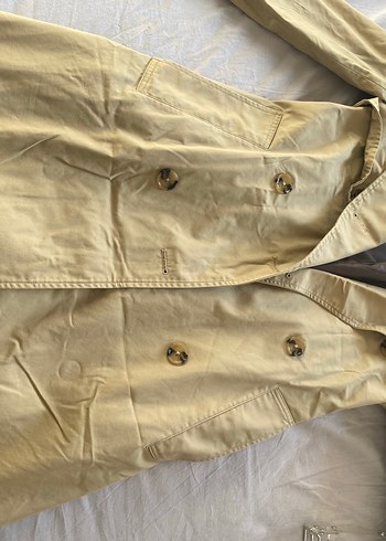 Bej Düğmeli Kadın Trençkot - Görsel 2