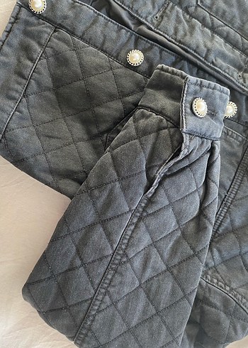 Düğmeli Gri Kadın Denim Ceket - Görsel 2