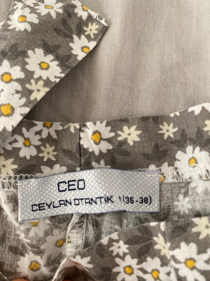 Gri Çiçek Desenli Uzun Kadın Tulum - Görsel 2