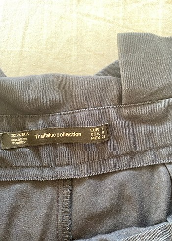 Lacivert Midi Bol Kesim Kemerli Kadın Pantolon - Görsel 2