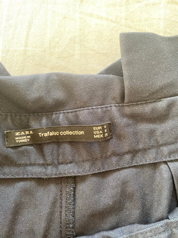 Lacivert Midi Bol Kesim Kemerli Kadın Pantolon - Görsel 2