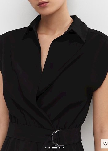 Kemerli Siyah V Yakalı Uzun Kadın Elbise - Görsel 3