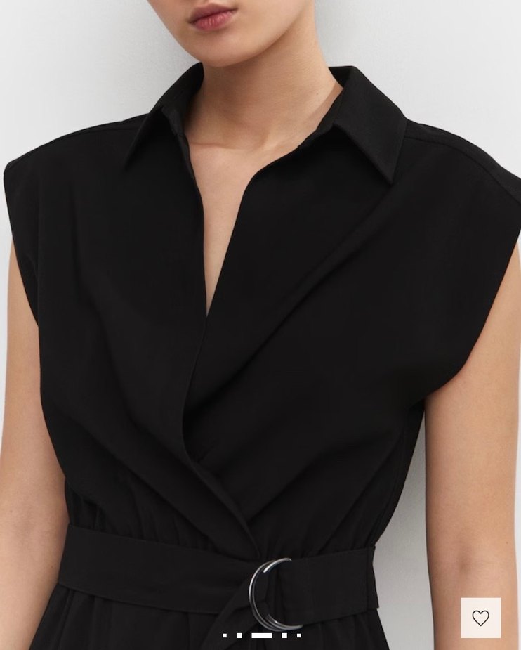 Kemerli Siyah V Yakalı Uzun Kadın Elbise - Görsel 3