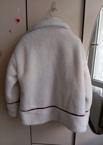 Kadın Beyaz Kürklü Midi Ceket - Görsel 2