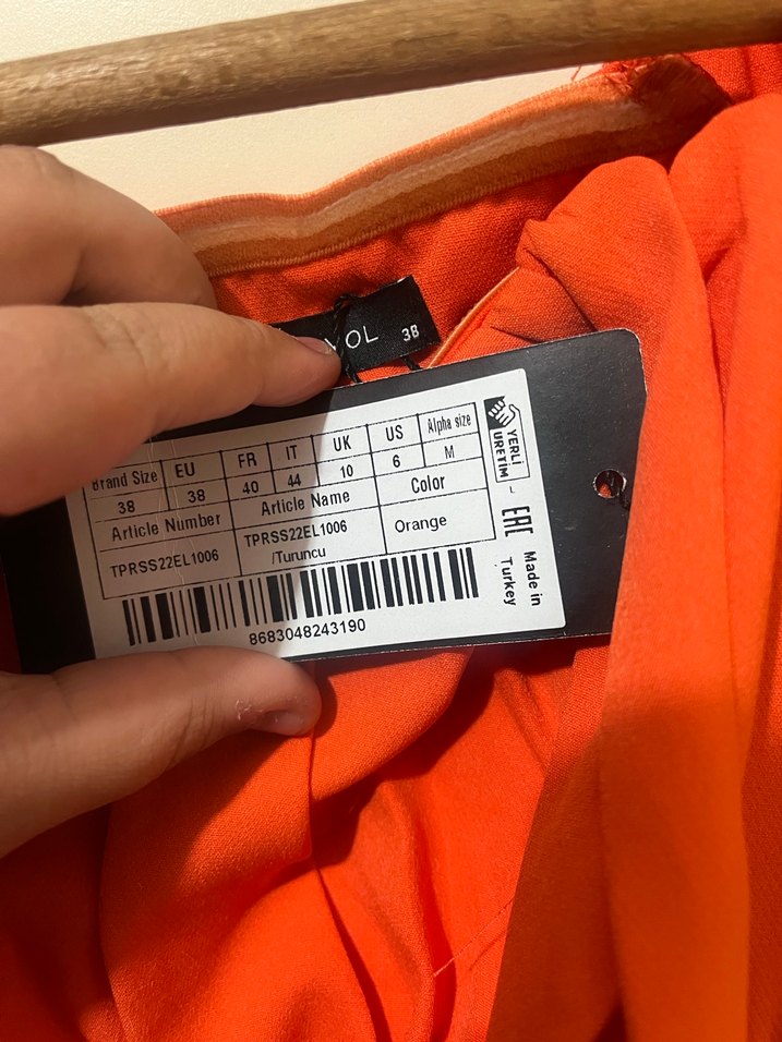 Turuncu Mini Kemerli Sokak Stili Elbise - Görsel 2