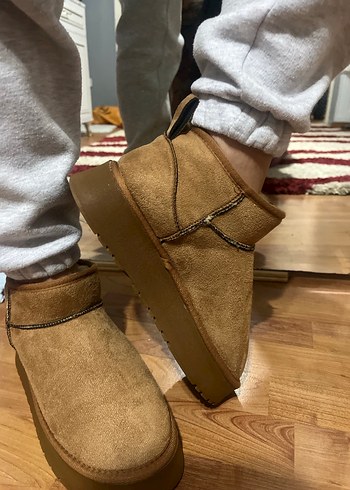 Kadın Kahverengi Süet Tüylü Platform ugg - Görsel 2