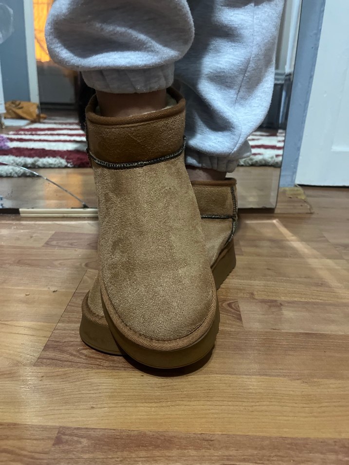 Kadın Kahverengi Süet Tüylü Platform ugg - Görsel 4