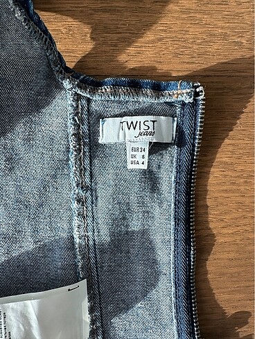 34 Beden Twist Denim Crop Top
