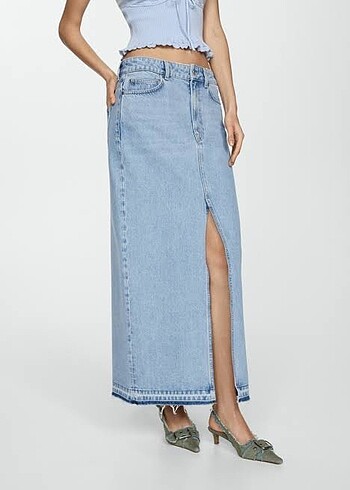 Mango Uzun Denim Etek