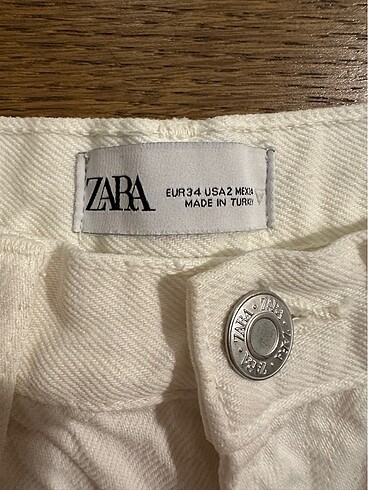 34 Beden beyaz Renk Zara Yuksekbelli Wide Leg Jean