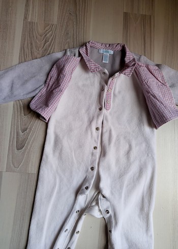 Gri Nakışlı Düğmeli Bebek Tulum - Görsel 5