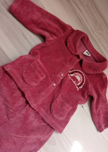 Kız Çocuk Bordo Baskılı Düğmeli pijama takımı