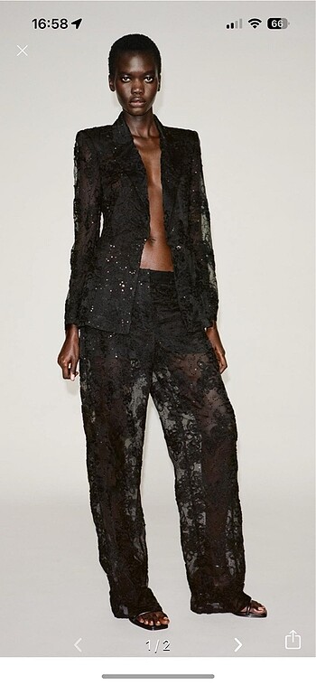 Zara pullu transparan pantolon