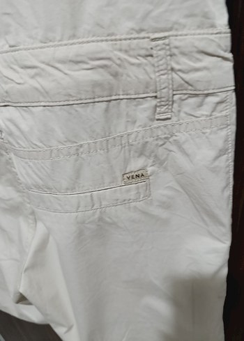 Bej Keten Düğmeli Kolsuz Kadın Tulum - Görsel 4