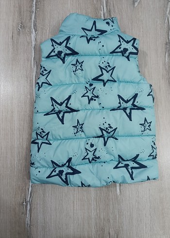 Kız Çocuk Mavi Yıldız Desenli Fermuarlı Yelek - Görsel 2