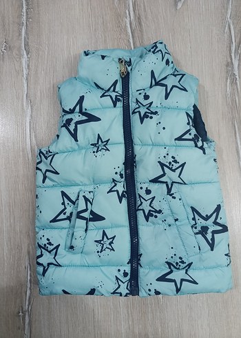 Kız Çocuk Mavi Yıldız Desenli Fermuarlı Yelek - Görsel 4