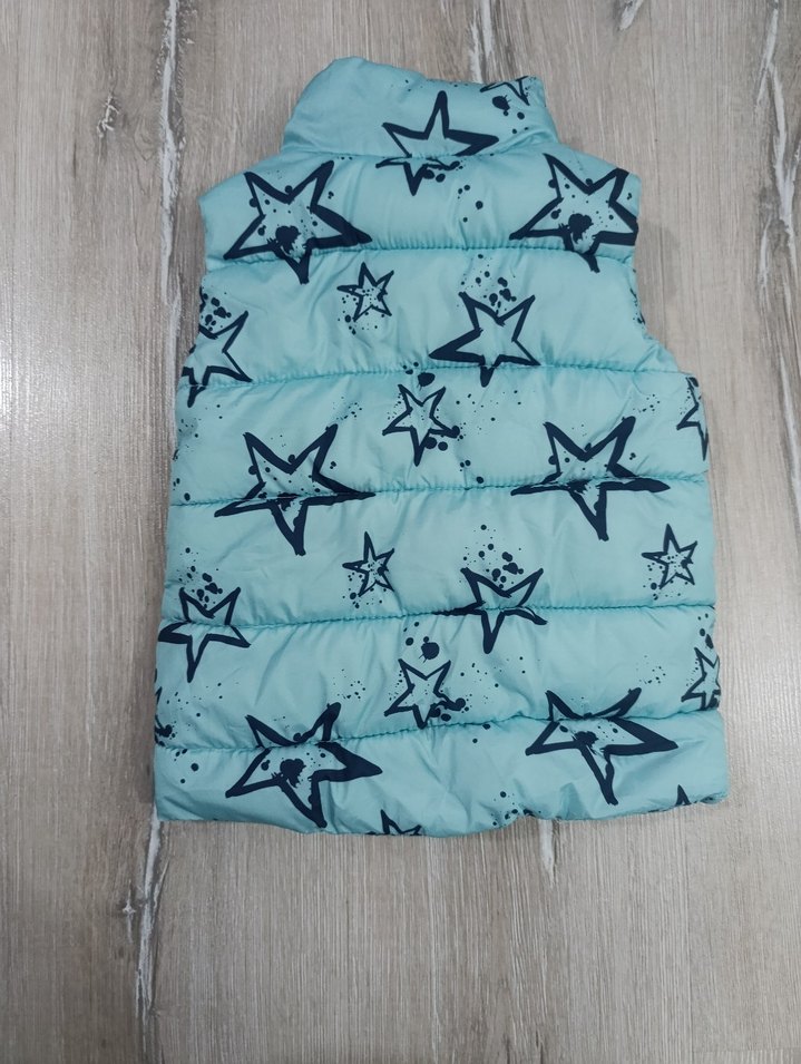 Kız Çocuk Mavi Yıldız Desenli Fermuarlı Yelek - Görsel 2