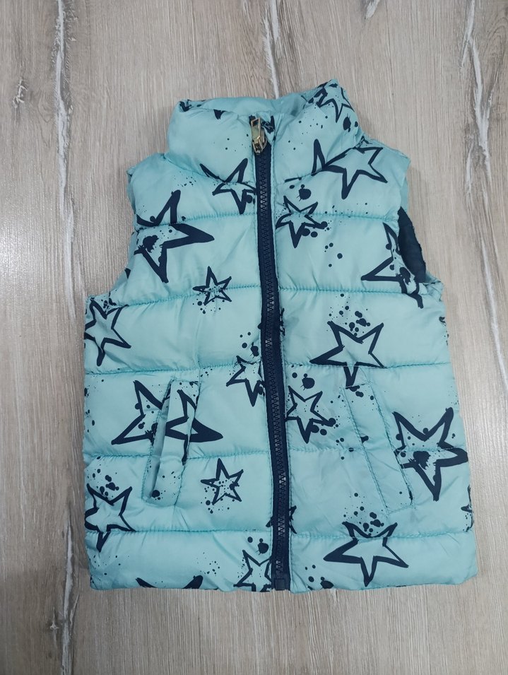 Kız Çocuk Mavi Yıldız Desenli Fermuarlı Yelek - Görsel 4