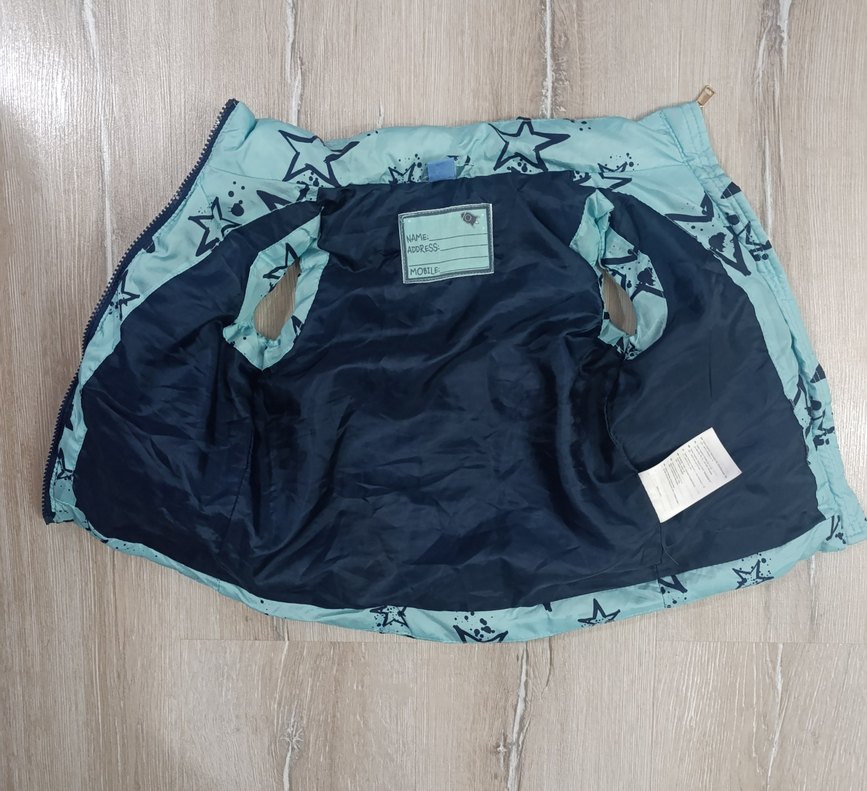 Kız Çocuk Mavi Yıldız Desenli Fermuarlı Yelek - Görsel 5