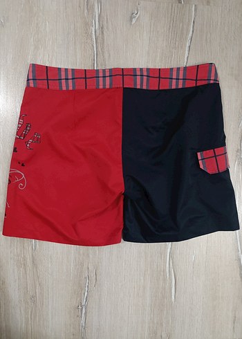 Kemerli Kırmızı Siyah Erkek Mini Şort - Görsel 5