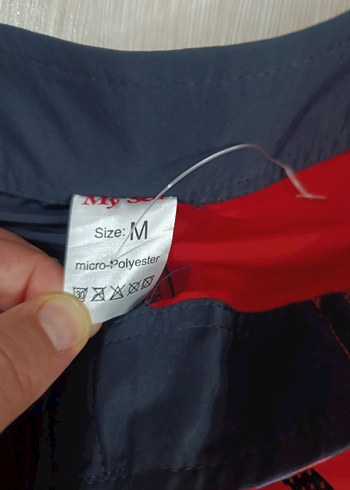 Kemerli Kırmızı Siyah Erkek Mini Şort - Görsel 7