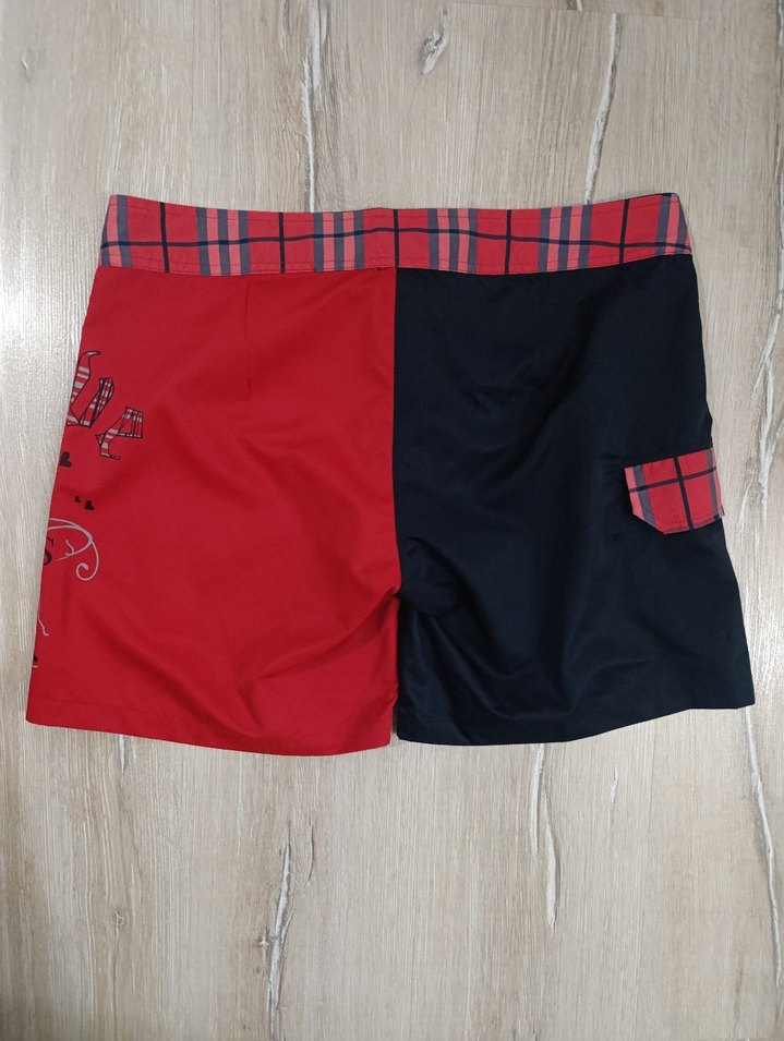Kemerli Kırmızı Siyah Erkek Mini Şort - Görsel 5