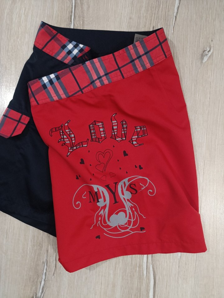 Kemerli Kırmızı Siyah Erkek Mini Şort - Görsel 3