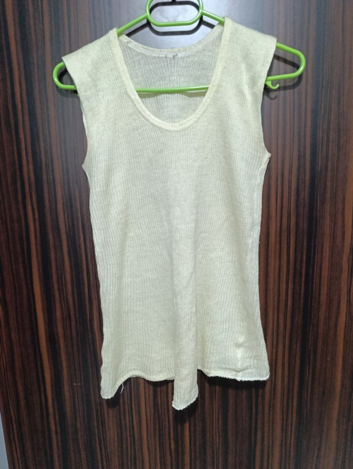 Bej Kolsuz Triko Kadın Yelek - Görsel 2