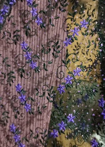 Mor çiçekli transparan abiye ceket - Görsel 5