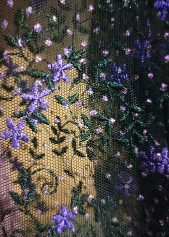 Mor çiçekli transparan abiye ceket - Görsel 4