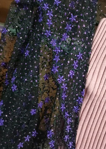 Mor çiçekli transparan abiye ceket - Görsel 3