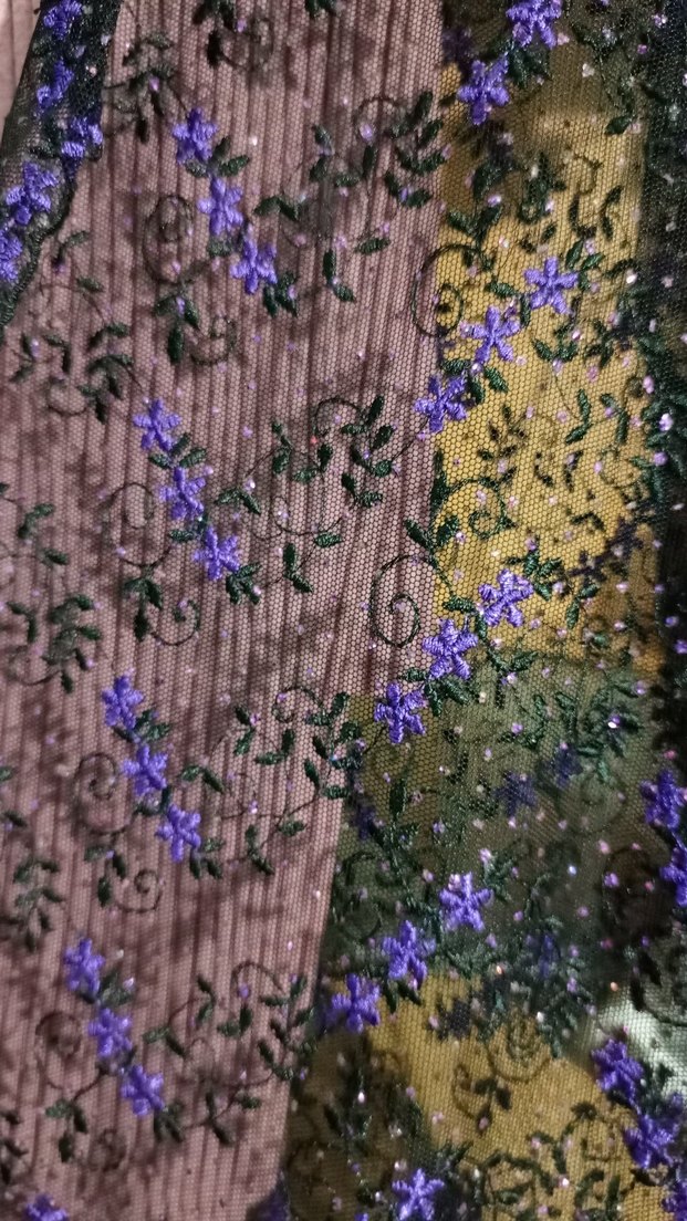 Mor çiçekli transparan abiye ceket - Görsel 5