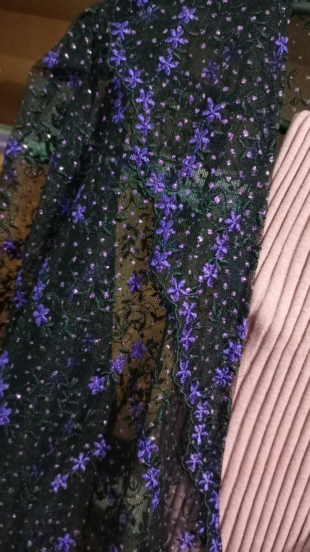 Mor çiçekli transparan abiye ceket - Görsel 3