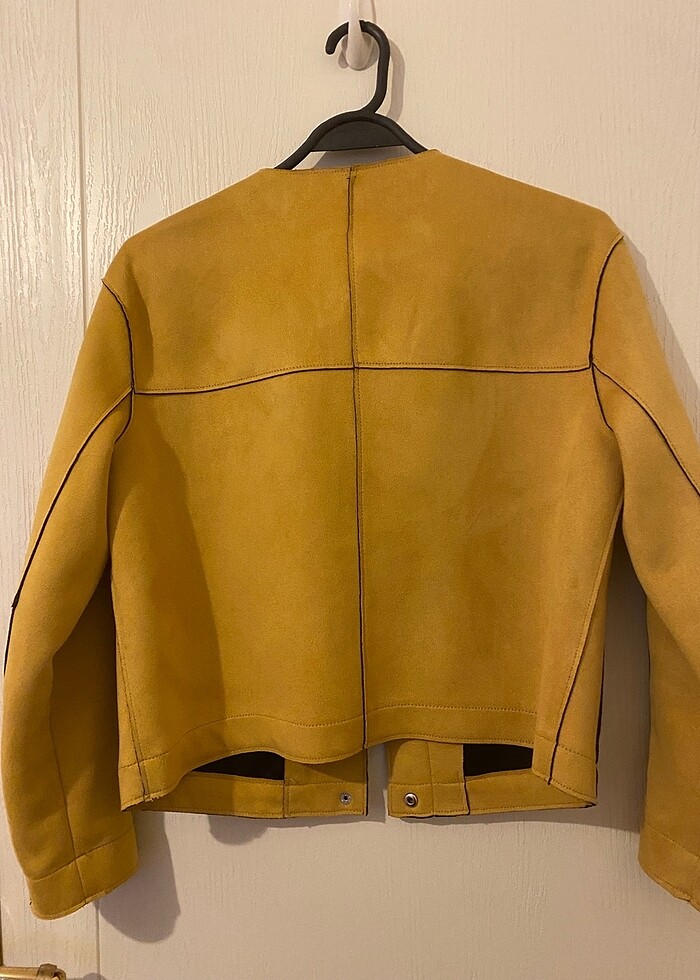 ZARA suni deri crop ceket - Görsel 2