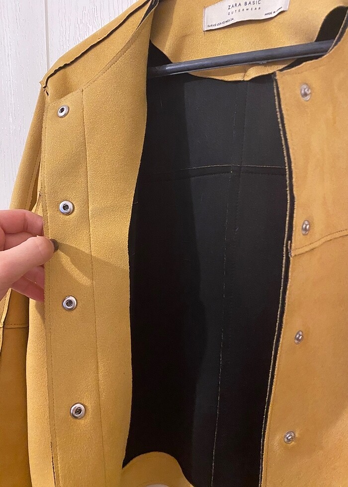 ZARA suni deri crop ceket - Görsel 3