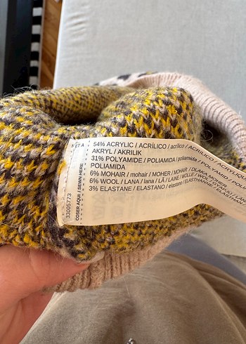 Mango Leopar Desenli Kahverengi Yün Kazak - Görsel 3