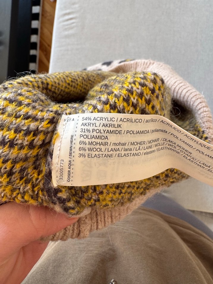 Mango Leopar Desenli Kahverengi Yün Kazak - Görsel 3