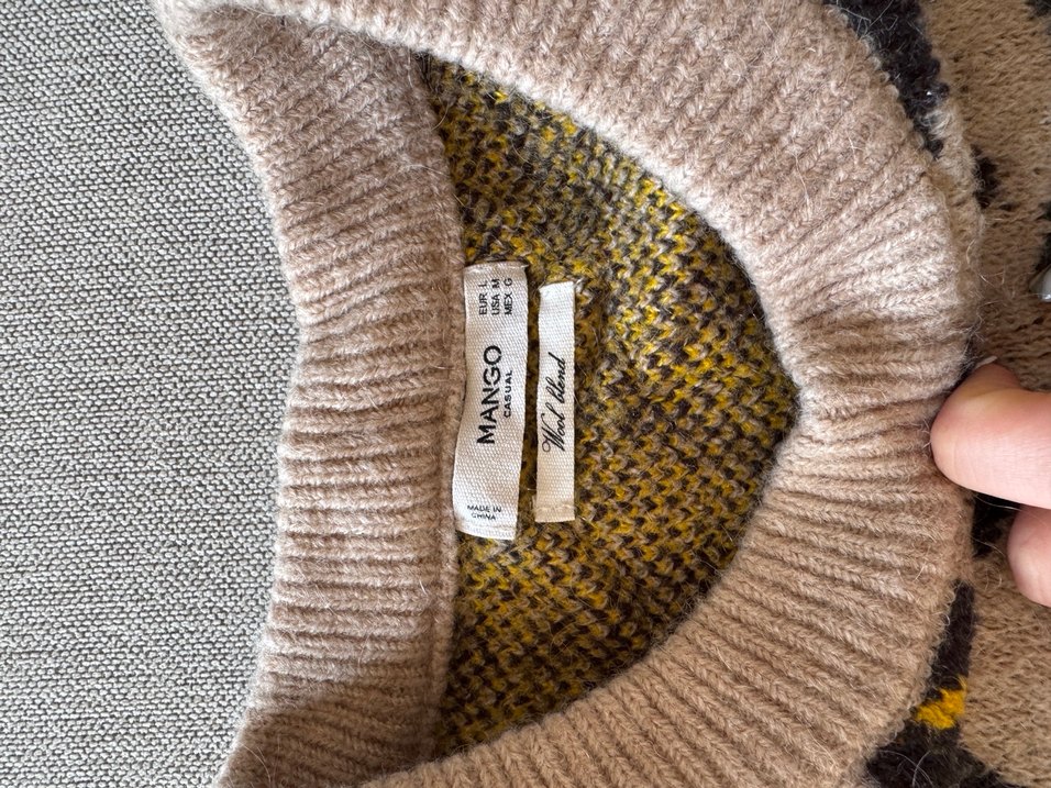 Mango Leopar Desenli Kahverengi Yün Kazak - Görsel 5