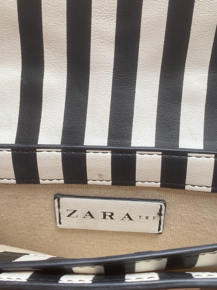 Siyah Beyaz Çizgili Zara Çanta - Görsel 3