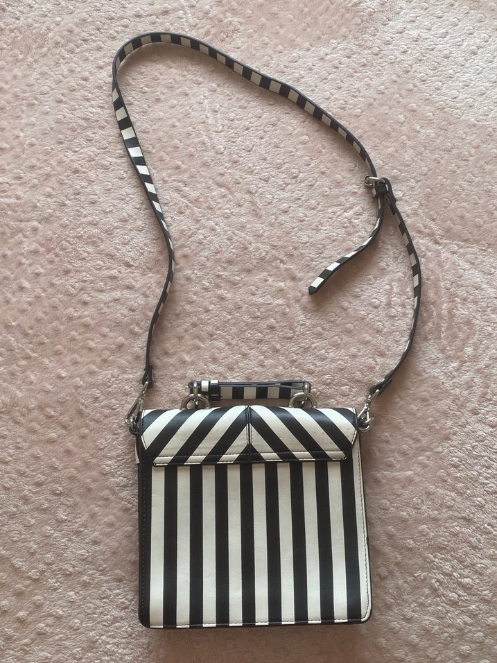 Siyah Beyaz Çizgili Zara Çanta - Görsel 4