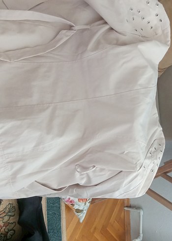 36 Beden camel Renk Bej Kadın Mini Trençkot Düğmeli