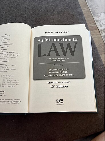 Beden Renk Prof. Dr. Rona Aybay an introduction to law