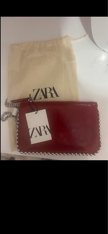 Zara zımbalı bordo çanta