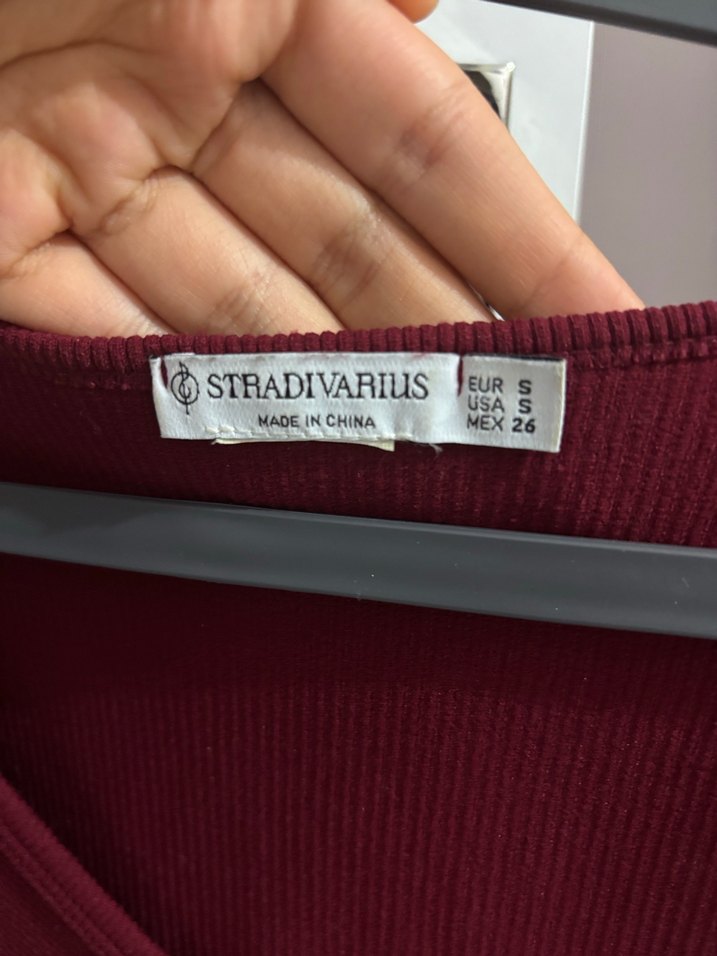 Stradivarius bordo üst - Görsel 3